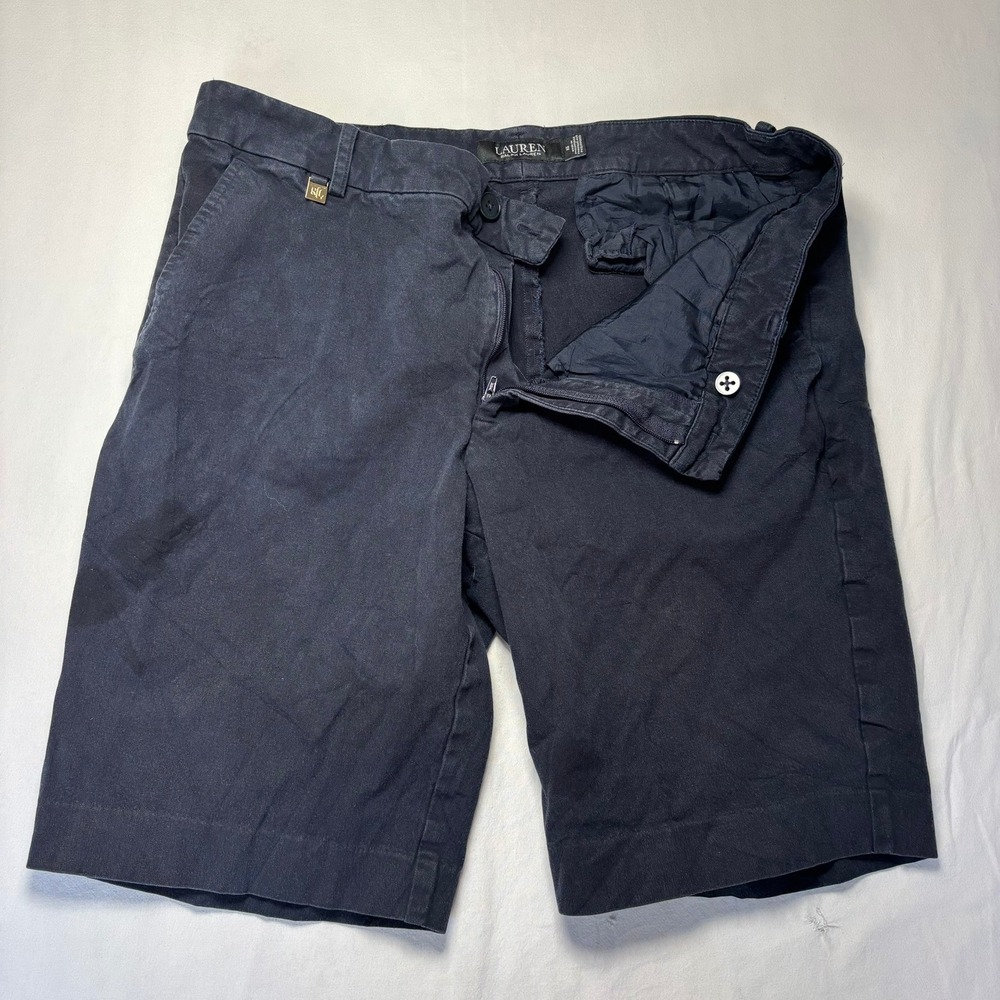 Lauren Ralph Lauren Shorts Womens 12 Fits 32x10 Navy Blue Chino Cotton Stretch